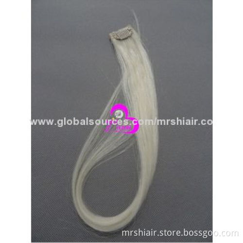 24" 60# White Blonde Full Head Remy Clip-in Indian Silk Straight Human Natural Hair Extension 7pcs